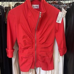 Joseph Ribkoff red coat with front and back gather
